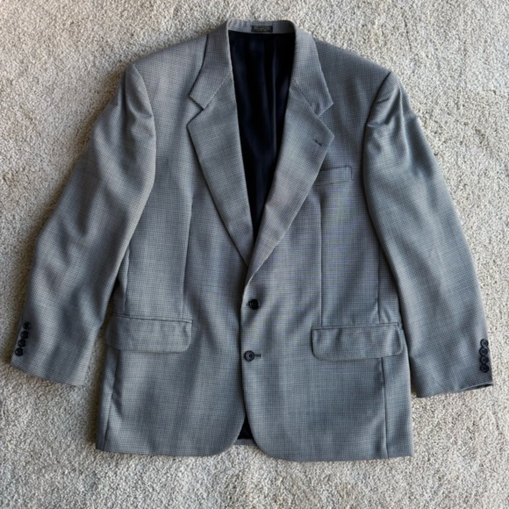 Oscar de la Renta Vintage Houndstooth Blazer Mens Tailored Jacket Classic